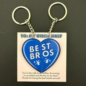 Dutch Bros Limited Edition Blue Best Bros Half & Half Best Friends Keychain Set